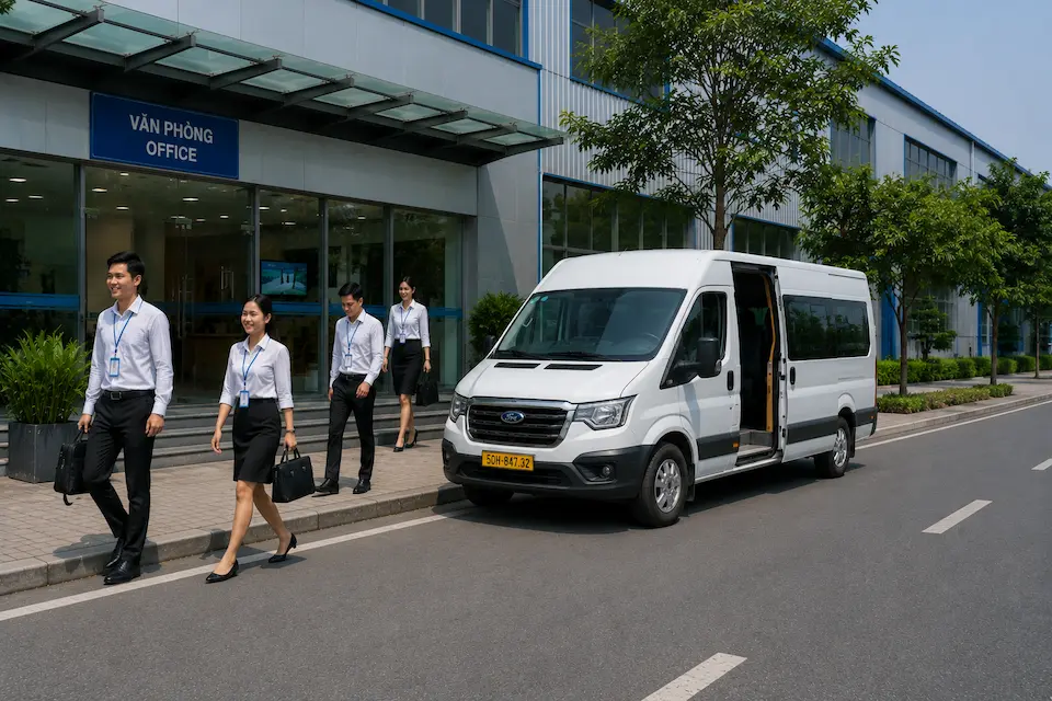 Xe đưa đón nhân viên đi sự kiện khảo sát nhà xưởng theo ngày — X7Travel TP.HCM